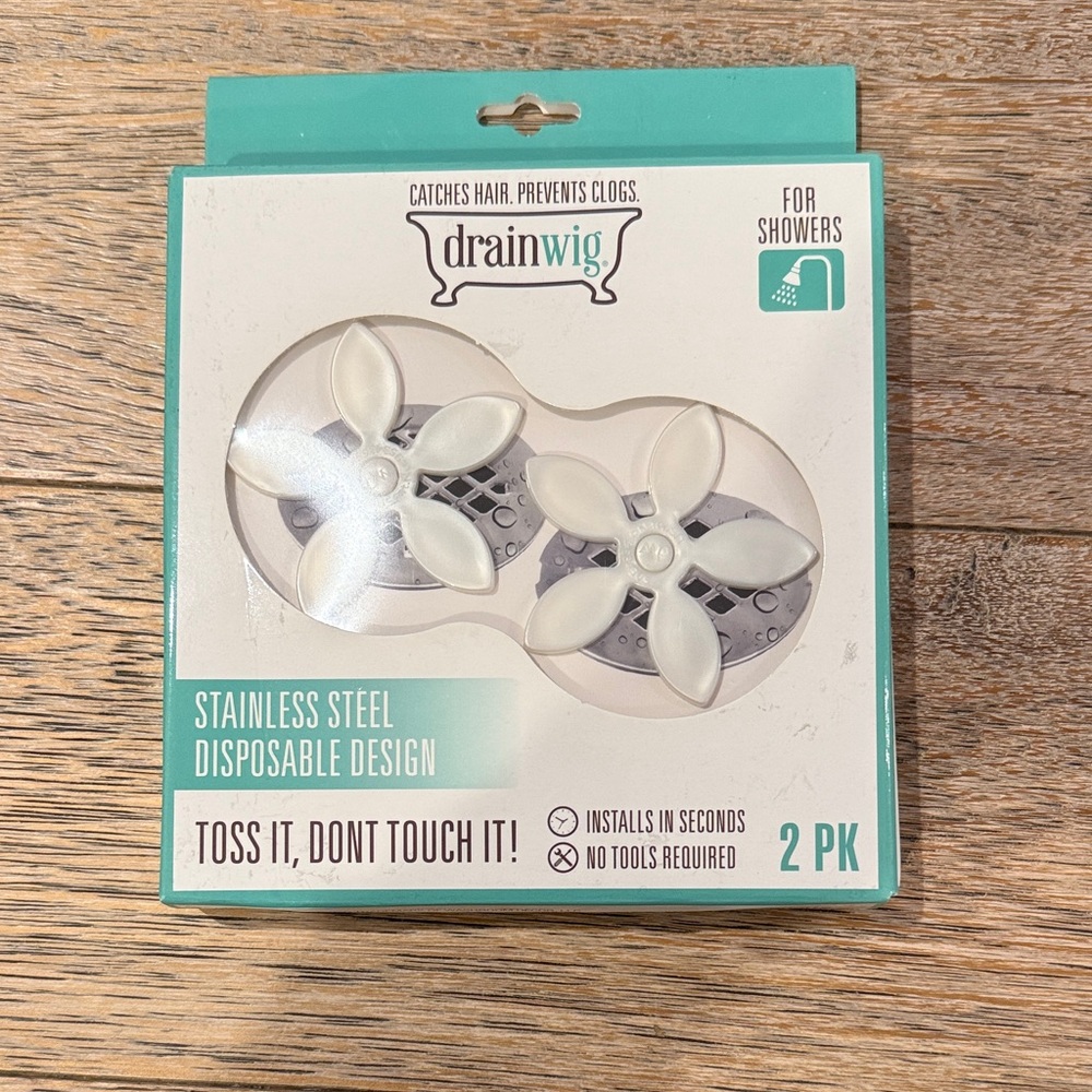 DrainWig Stainless Steel Shower Hair Catcher 2 Pack New